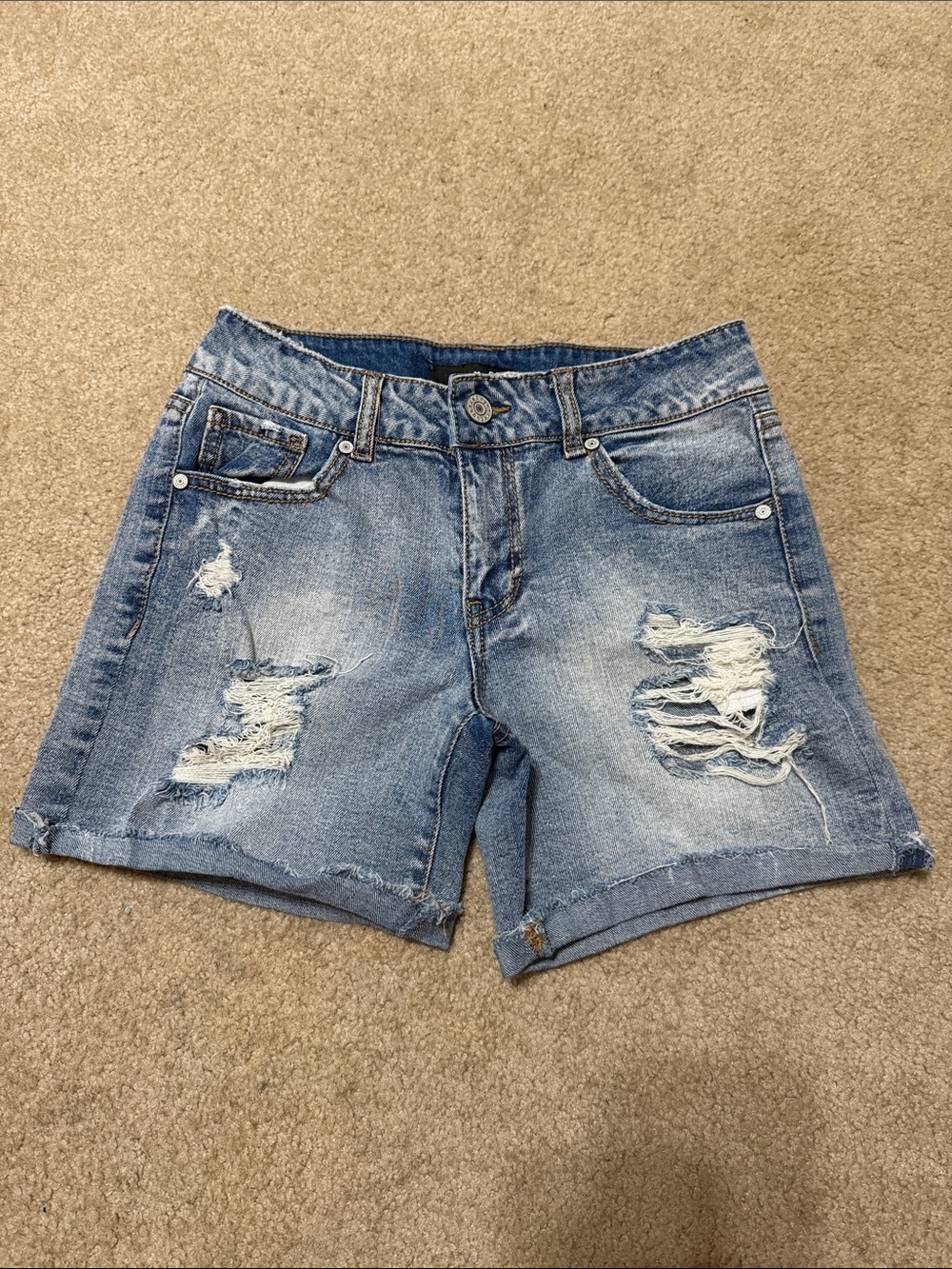 refuge womens Light Blue Distressed Denim Shorts